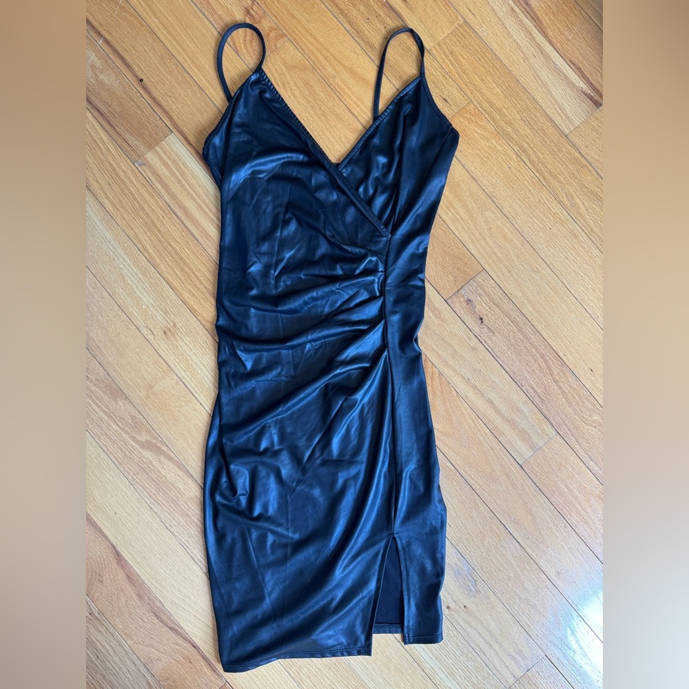 Fashion Nova Black Faux leather Spandex Mini Dress